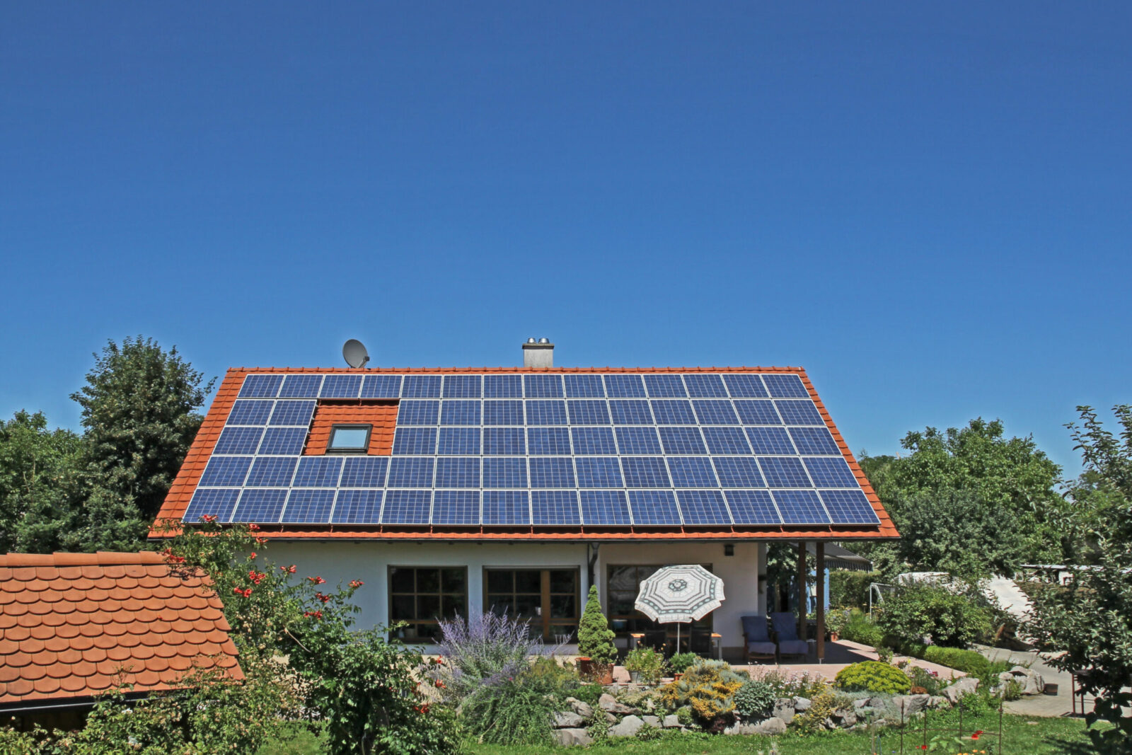 Einfamilienhaus mit einer Photovoltaikanlage
